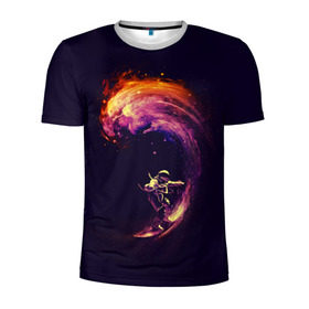 Мужская футболка 3D спортивная с принтом Космический серфинг в Санкт-Петербурге, 100% полиэстер с улучшенными характеристиками | приталенный силуэт, круглая горловина, широкие плечи, сужается к линии бедра | cosmonaut | galaxy | planet | space | star | surf | галактика | звезды | космонавт | космос | планета | серф