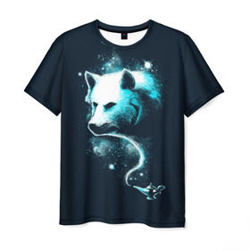 Мужская футболка 3D с принтом Галактический волк в Санкт-Петербурге, 100% полиэфир | прямой крой, круглый вырез горловины, длина до линии бедер | animal | beast | galaxy | space | universe | wolf | волк | вселенная | галактика | животное | зверь | космос
