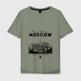 Мужская футболка хлопок Oversize с принтом Москва, ВДНХ в Санкт-Петербурге, 100% хлопок | свободный крой, круглый ворот, “спинка” длиннее передней части | 