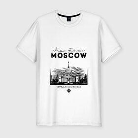 Мужская футболка премиум с принтом Москва, ВДНХ в Санкт-Петербурге, 92% хлопок, 8% лайкра | приталенный силуэт, круглый вырез ворота, длина до линии бедра, короткий рукав | Тематика изображения на принте: 