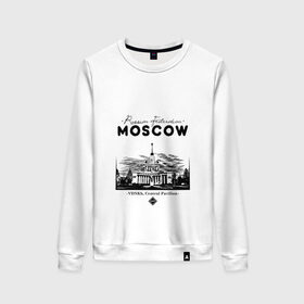 Женский свитшот хлопок с принтом Москва, ВДНХ в Санкт-Петербурге, 100% хлопок | прямой крой, круглый вырез, на манжетах и по низу широкая трикотажная резинка  | 