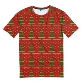 Мужская футболка 3D с принтом Простой свитер 2 в Санкт-Петербурге, 100% полиэфир | прямой крой, круглый вырез горловины, длина до линии бедер | ангел | ёлка | ель | зима | колокольчик | нг | новый год | рождество | санта | свитер | сердце | снег