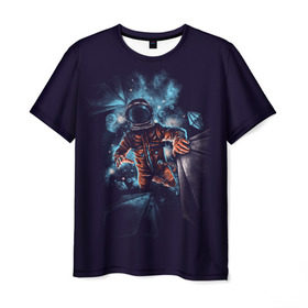 Мужская футболка 3D с принтом Неизвестная галактика в Санкт-Петербурге, 100% полиэфир | прямой крой, круглый вырез горловины, длина до линии бедер | astro | cosmo | galaxy | planet | space | star | астронавт | галактика | звезды | космонавт | космос | планета