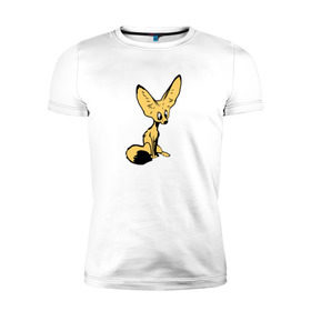 Мужская футболка премиум с принтом Лисенок в Санкт-Петербурге, 92% хлопок, 8% лайкра | приталенный силуэт, круглый вырез ворота, длина до линии бедра, короткий рукав | животное | лиса | фенек
