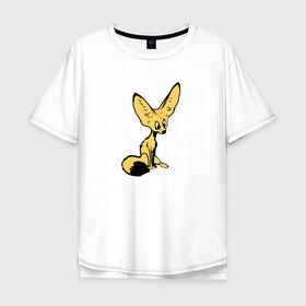 Мужская футболка хлопок Oversize с принтом Лисенок в Санкт-Петербурге, 100% хлопок | свободный крой, круглый ворот, “спинка” длиннее передней части | животное | лиса | фенек