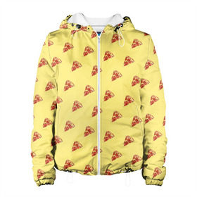Женская куртка 3D с принтом Рай пиццы в Санкт-Петербурге, ткань верха — 100% полиэстер, подклад — флис | прямой крой, подол и капюшон оформлены резинкой с фиксаторами, два кармана без застежек по бокам, один большой потайной карман на груди. Карман на груди застегивается на липучку | food | pizza | грибы | еда | завтрак | колбаса | обед | пицца | помидор | ужин | фастфуд