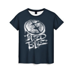 Женская футболка 3D с принтом Bleed Blue в Санкт-Петербурге, 100% полиэфир ( синтетическое хлопкоподобное полотно) | прямой крой, круглый вырез горловины, длина до линии бедер | Тематика изображения на принте: dota | evil geniuses | international | team | ti5 | дота | злые гении | интернешнл