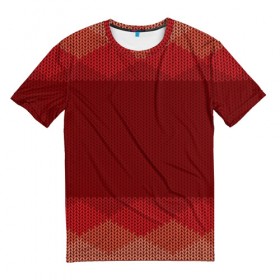 Мужская футболка 3D с принтом Простой свитер 3 в Санкт-Петербурге, 100% полиэфир | прямой крой, круглый вырез горловины, длина до линии бедер | красный | свитер | текстура
