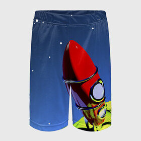 Детские спортивные шорты 3D с принтом Ракета в Санкт-Петербурге,  100% полиэстер
 | пояс оформлен широкой мягкой резинкой, ткань тянется
 | space | вселенная | яркий