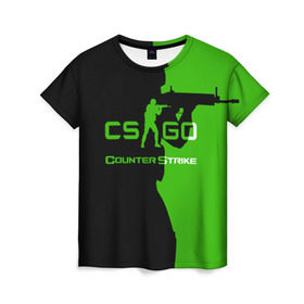 Женская футболка 3D с принтом CS GO в Санкт-Петербурге, 100% полиэфир ( синтетическое хлопкоподобное полотно) | прямой крой, круглый вырез горловины, длина до линии бедер | csgo | global offensive | контр страйк | контра