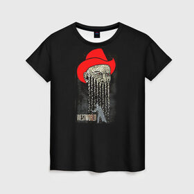 Женская футболка 3D с принтом Мир дикого запада 4 в Санкт-Петербурге, 100% полиэфир ( синтетическое хлопкоподобное полотно) | прямой крой, круглый вырез горловины, длина до линии бедер | westworld | западный мир | мир дикого запада