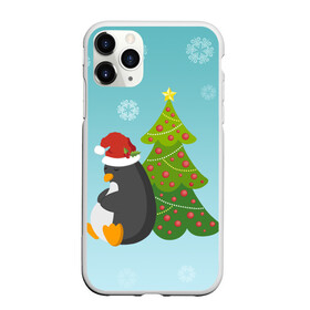 Чехол для iPhone 11 Pro матовый с принтом Новогодний пингвинчик в Санкт-Петербурге, Силикон |  | елка | новый год | пингвин
