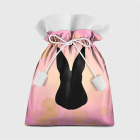 Подарочный 3D мешок с принтом Силуэт зайчика в Санкт-Петербурге, 100% полиэстер | Размер: 29*39 см | зайчик | персиковый | розовый | силуэт