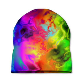 Шапка 3D с принтом Красочное безумие в Санкт-Петербурге, 100% полиэстер | универсальный размер, печать по всей поверхности изделия | кислота | радуга | разноцветный | яркий