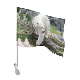 Флаг для автомобиля с принтом Белый медведь в Санкт-Петербурге, 100% полиэстер | Размер: 30*21 см | арктика