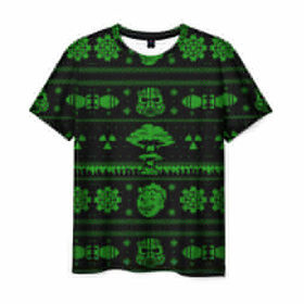 Мужская футболка 3D с принтом Ядерная зима в Санкт-Петербурге, 100% полиэфир | прямой крой, круглый вырез горловины, длина до линии бедер | atom | bomb | boy | fallout | radioactive | vault | wasteland | атом | бой | бомба | волт | мальчик | новый год | радиация | рождество | фоллаут | ядерная