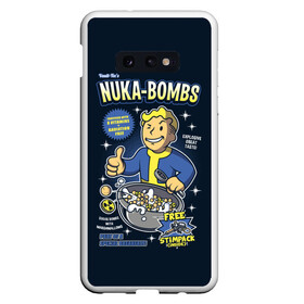 Чехол для Samsung S10E с принтом Nuka Bombs в Санкт-Петербурге, Силикон | Область печати: задняя сторона чехла, без боковых панелей | atom | bomb | boy | fallout | radioactive | vault | wasteland | атом | бой | бомба | волт | мальчик | радиация | фоллаут | ядерная