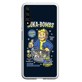 Чехол для Honor 20 с принтом Nuka Bombs в Санкт-Петербурге, Силикон | Область печати: задняя сторона чехла, без боковых панелей | Тематика изображения на принте: atom | bomb | boy | fallout | radioactive | vault | wasteland | атом | бой | бомба | волт | мальчик | радиация | фоллаут | ядерная