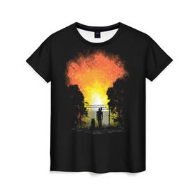 Женская футболка 3D с принтом Wasteland Apocalypse в Санкт-Петербурге, 100% полиэфир ( синтетическое хлопкоподобное полотно) | прямой крой, круглый вырез горловины, длина до линии бедер | atom | bomb | boy | fallout | radioactive | vault | wasteland | атом | бой | бомба | волт | мальчик | радиация | фоллаут | ядерная
