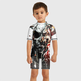 Детский купальный костюм 3D с принтом Metal gear solid 5 в Санкт-Петербурге, Полиэстер 85%, Спандекс 15% | застежка на молнии на спине | metal gear | metal gear solid | игры | метал гир | метал гир солид