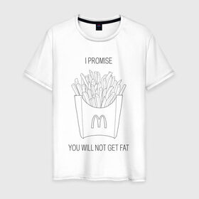 Мужская футболка хлопок с принтом Макдональдс в Санкт-Петербурге, 100% хлопок | прямой крой, круглый вырез горловины, длина до линии бедер, слегка спущенное плечо. | жир | картошка фри | макдак