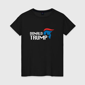 Женская футболка хлопок с принтом Donald Trump logo в Санкт-Петербурге, 100% хлопок | прямой крой, круглый вырез горловины, длина до линии бедер, слегка спущенное плечо | дональд | трамп