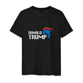 Мужская футболка хлопок с принтом Donald Trump logo в Санкт-Петербурге, 100% хлопок | прямой крой, круглый вырез горловины, длина до линии бедер, слегка спущенное плечо. | дональд | трамп