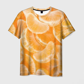 Мужская футболка 3D с принтом Мандаринки на НГ в Санкт-Петербурге, 100% полиэфир | прямой крой, круглый вырез горловины, длина до линии бедер | 2017 | желтый | нг | новый год | фрукты