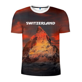 Мужская футболка 3D спортивная с принтом Швейцария в Санкт-Петербурге, 100% полиэстер с улучшенными характеристиками | приталенный силуэт, круглая горловина, широкие плечи, сужается к линии бедра | switzerland | альпы | горы | заграница | отдых | отпуск | туризм | турист