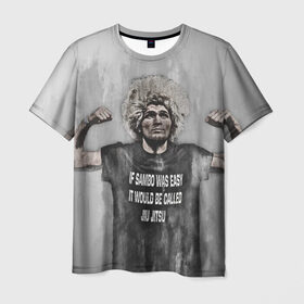 Мужская футболка 3D с принтом Хабиб в Санкт-Петербурге, 100% полиэфир | прямой крой, круглый вырез горловины, длина до линии бедер | khabib | nurmagomedov | ufc | нурмагомедов | хабиб