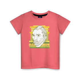 Детская футболка хлопок с принтом Ван Гог в Санкт-Петербурге, 100% хлопок | круглый вырез горловины, полуприлегающий силуэт, длина до линии бедер | ван гог | геометрия | глаз | знаенитость | лайнворк | мода | рисунок | тату | художник