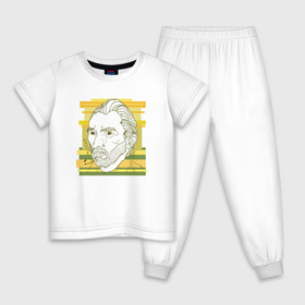 Детская пижама хлопок с принтом Ван Гог в Санкт-Петербурге, 100% хлопок |  брюки и футболка прямого кроя, без карманов, на брюках мягкая резинка на поясе и по низу штанин
 | ван гог | геометрия | глаз | знаенитость | лайнворк | мода | рисунок | тату | художник