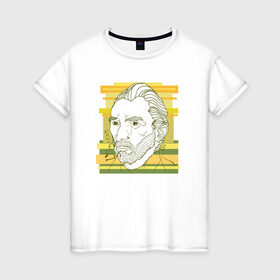 Женская футболка хлопок с принтом Ван Гог в Санкт-Петербурге, 100% хлопок | прямой крой, круглый вырез горловины, длина до линии бедер, слегка спущенное плечо | ван гог | геометрия | глаз | знаенитость | лайнворк | мода | рисунок | тату | художник