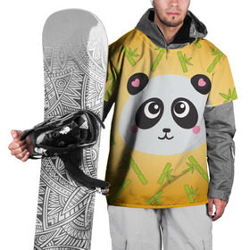 Накидка на куртку 3D с принтом Панда с бамбуком в Санкт-Петербурге, 100% полиэстер |  | бамбук | оранжевый | панда