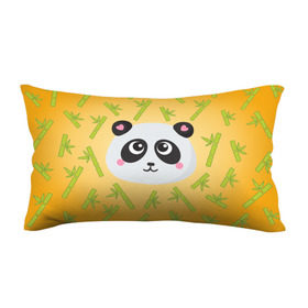 Подушка антистресс с принтом Панда с бамбуком в Санкт-Петербурге, наволочка — 100% полиэстер, наполнитель — вспененный полистирол | состоит из подушки и наволочки на молнии | Тематика изображения на принте: бамбук | оранжевый | панда
