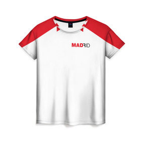 Женская футболка 3D с принтом Атлетико Мадрид в Санкт-Петербурге, 100% полиэфир ( синтетическое хлопкоподобное полотно) | прямой крой, круглый вырез горловины, длина до линии бедер | 