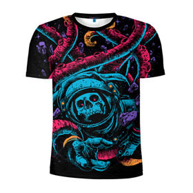 Мужская футболка 3D спортивная с принтом Космический осьминог в Санкт-Петербурге, 100% полиэстер с улучшенными характеристиками | приталенный силуэт, круглая горловина, широкие плечи, сужается к линии бедра | Тематика изображения на принте: astro | cosmo | galaxy | kraken | octopus | space | астронавт | галактика | космонавт | космос | кракен | осьминог