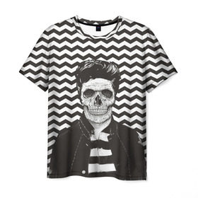Мужская футболка 3D с принтом Мертвый модник в Санкт-Петербурге, 100% полиэфир | прямой крой, круглый вырез горловины, длина до линии бедер | bone | death | fashion | hipster | skelet | skull | кости | мода | скелет | темный | хипстер | череп