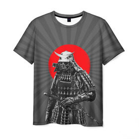 Мужская футболка 3D с принтом Мертвый самурай в Санкт-Петербурге, 100% полиэфир | прямой крой, круглый вырез горловины, длина до линии бедер | Тематика изображения на принте: bone | japan | samurai | skelet | skull | warrior | воин | катана | кости | меч | самурай | скелет | череп | япония
