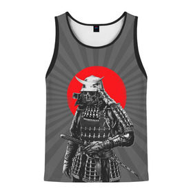 Мужская майка 3D с принтом Мертвый самурай в Санкт-Петербурге, 100% полиэстер | круглая горловина, приталенный силуэт, длина до линии бедра. Пройма и горловина окантованы тонкой бейкой | bone | japan | samurai | skelet | skull | warrior | воин | катана | кости | меч | самурай | скелет | череп | япония