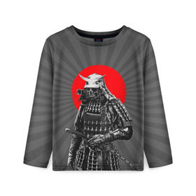Детский лонгслив 3D с принтом Мертвый самурай в Санкт-Петербурге, 100% полиэстер | длинные рукава, круглый вырез горловины, полуприлегающий силуэт
 | Тематика изображения на принте: bone | japan | samurai | skelet | skull | warrior | воин | катана | кости | меч | самурай | скелет | череп | япония