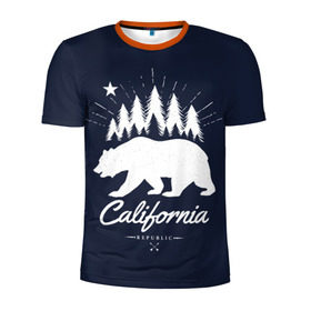 Мужская футболка 3D спортивная с принтом California Republic в Санкт-Петербурге, 100% полиэстер с улучшенными характеристиками | приталенный силуэт, круглая горловина, широкие плечи, сужается к линии бедра | america | bear | california | united states | usa | америка | калифорния | медведь | сша | штаты