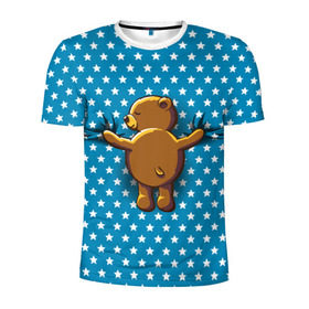 Мужская футболка 3D спортивная с принтом Медвежьи объятия в Санкт-Петербурге, 100% полиэстер с улучшенными характеристиками | приталенный силуэт, круглая горловина, широкие плечи, сужается к линии бедра | Тематика изображения на принте: bear | beast | kid | love | teddy | toy | звезды | зверь | игрушка | любовь | медведь | мишка