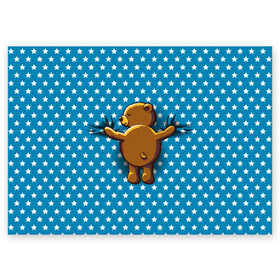 Поздравительная открытка с принтом Медвежьи объятия в Санкт-Петербурге, 100% бумага | плотность бумаги 280 г/м2, матовая, на обратной стороне линовка и место для марки
 | bear | beast | kid | love | teddy | toy | звезды | зверь | игрушка | любовь | медведь | мишка