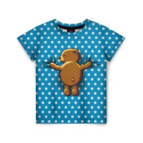 Детская футболка 3D с принтом Медвежьи объятия в Санкт-Петербурге, 100% гипоаллергенный полиэфир | прямой крой, круглый вырез горловины, длина до линии бедер, чуть спущенное плечо, ткань немного тянется | bear | beast | kid | love | teddy | toy | звезды | зверь | игрушка | любовь | медведь | мишка