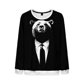 Мужской свитшот 3D с принтом Медведь бизнесмен в Санкт-Петербурге, 100% полиэстер с мягким внутренним слоем | круглый вырез горловины, мягкая резинка на манжетах и поясе, свободная посадка по фигуре | animal | bear | beast | business | suit | бизнес | джентльмен | животное | зверь | медведь | смокинг