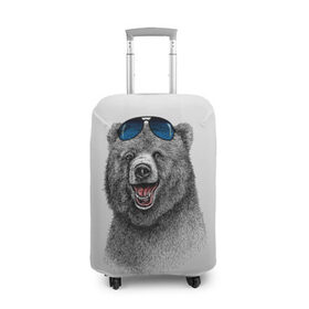 Чехол для чемодана 3D с принтом Счастливый медведь в Санкт-Петербурге, 86% полиэфир, 14% спандекс | двустороннее нанесение принта, прорези для ручек и колес | animal | bear | beast | fashion | funny | животное | зверь | медведь | мода | радость | счастье