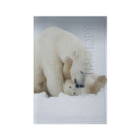 Обложка для паспорта матовая кожа с принтом Идиллия в Санкт-Петербурге, натуральная матовая кожа | размер 19,3 х 13,7 см; прозрачные пластиковые крепления | айсберг | арктика | животные | лёд | медведи | природа | север | снег