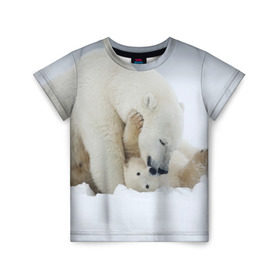 Детская футболка 3D с принтом Идиллия в Санкт-Петербурге, 100% гипоаллергенный полиэфир | прямой крой, круглый вырез горловины, длина до линии бедер, чуть спущенное плечо, ткань немного тянется | айсберг | арктика | животные | лёд | медведи | природа | север | снег