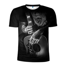 Мужская футболка 3D спортивная с принтом Гитарист в Санкт-Петербурге, 100% полиэстер с улучшенными характеристиками | приталенный силуэт, круглая горловина, широкие плечи, сужается к линии бедра | rock | гитара | рок | рок жив | рок музыка | русский рок